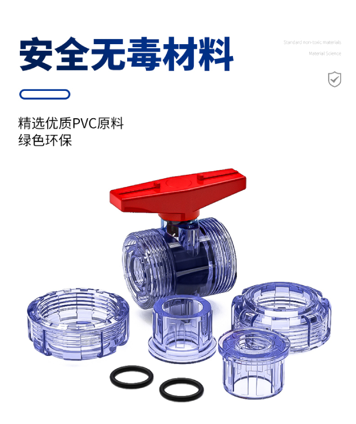 UPVC透明雙活接球閥(圖2)